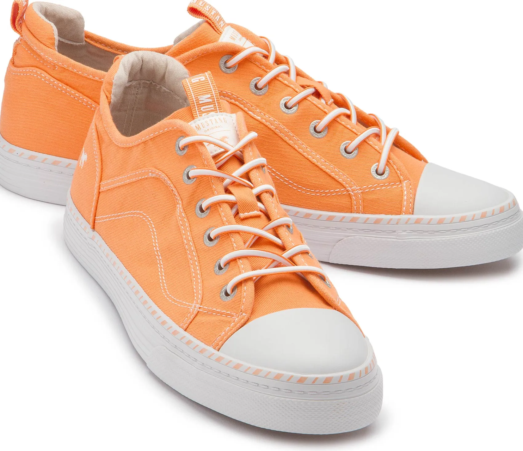Sneaker|Schnürschuhe|Mustang Damen Sneaker in Übergrößen Orange