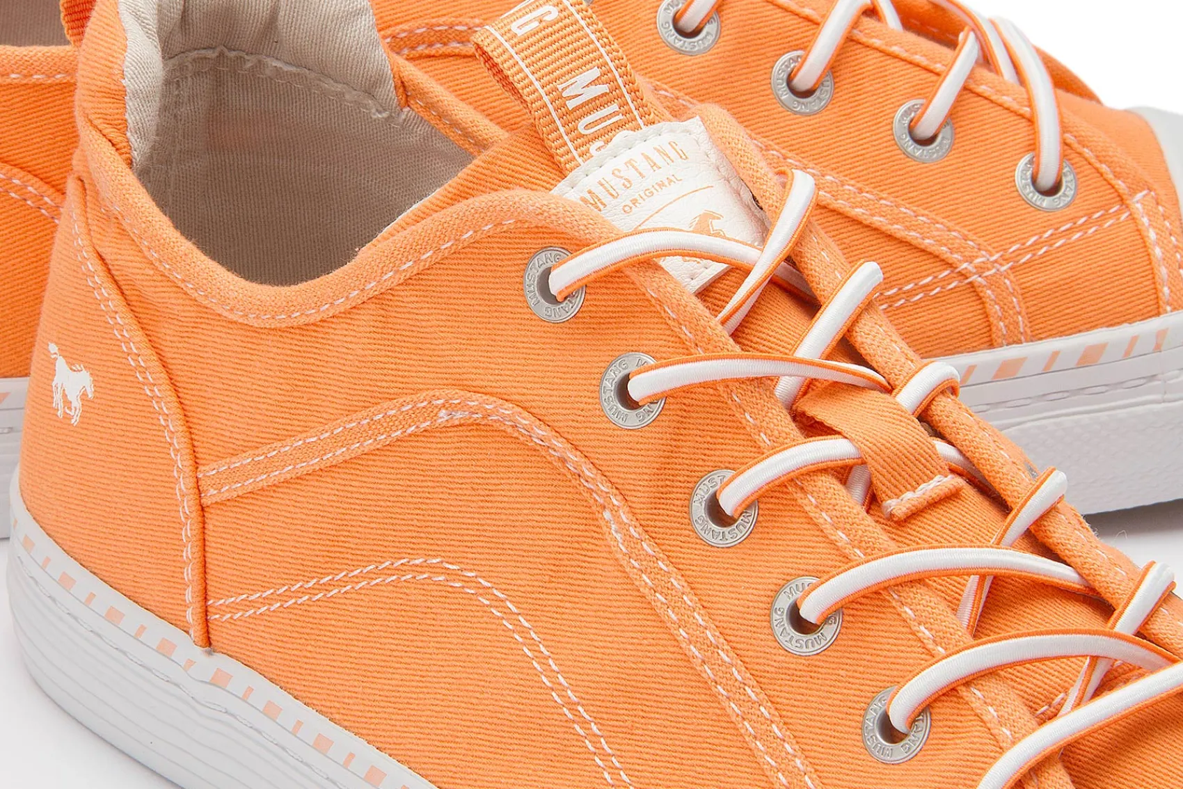 Sneaker|Schnürschuhe|Mustang Damen Sneaker in Übergrößen Orange
