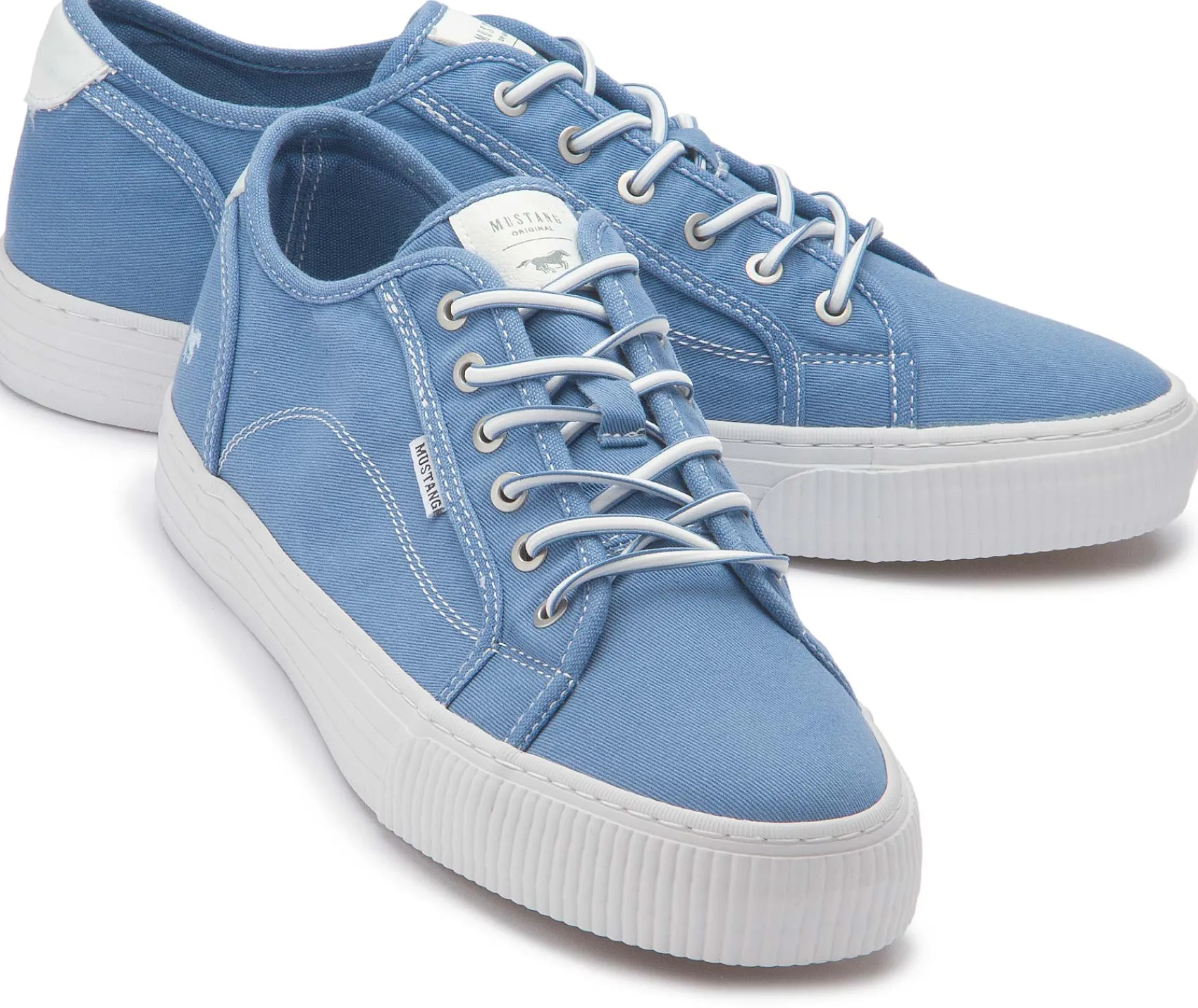 Sneaker|Schnürschuhe|Mustang Damen Sneaker in Übergrößen Blau