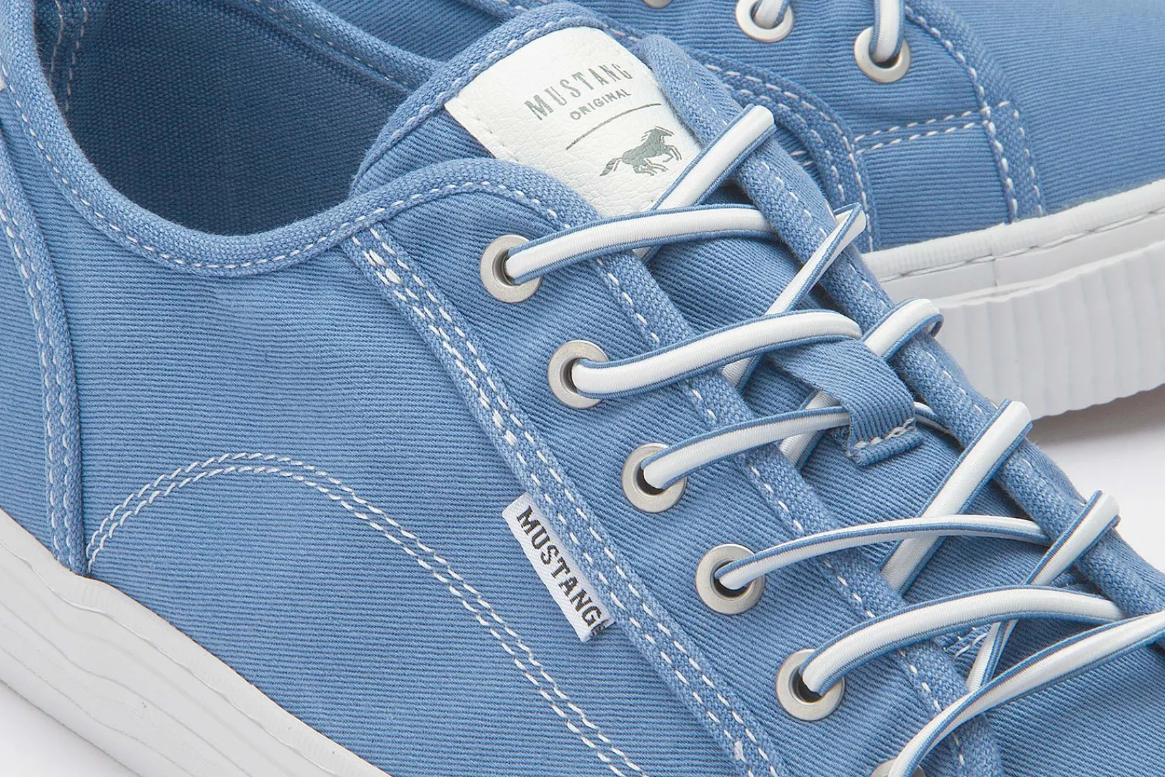 Sneaker|Schnürschuhe|Mustang Damen Sneaker in Übergrößen Blau