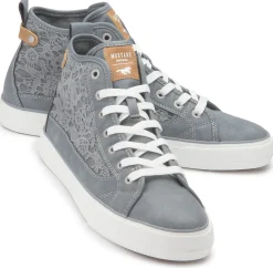 Sneaker|Schnürschuhe|Mustang Damen Sneaker in Übergrößen Grau