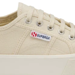 Sneaker|Schnürschuhe|superga Sneaker in Übergrößen Beige