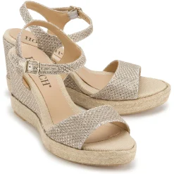 Espadrilles|Sandalen|Horsch Schuhe Wedges in Untergrößen Silber