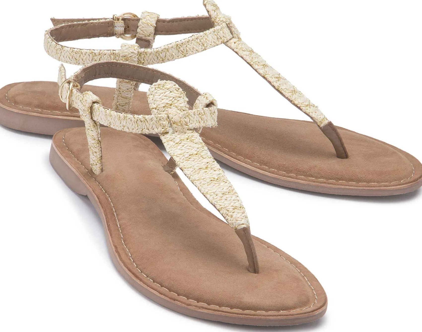 Zehentrenner|Sandalen|Horsch Schuhe Zehentrenner in Übergrößen Beige