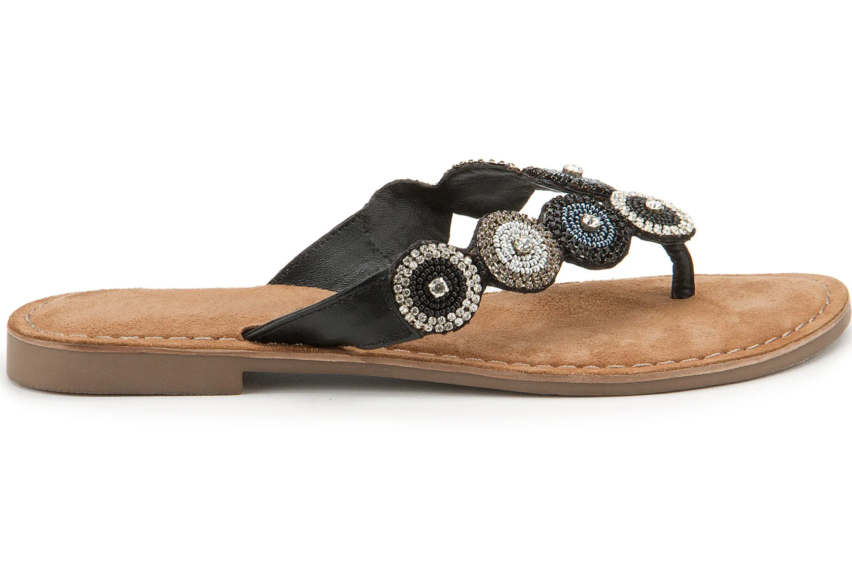 Zehentrenner|Sandalen|Horsch Schuhe Zehentrenner in Übergrößen Schwarz