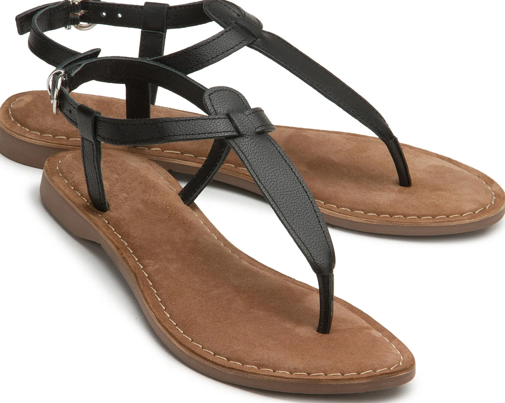 Zehentrenner|Sandalen|Horsch Schuhe Zehentrenner in Übergrößen Schwarz