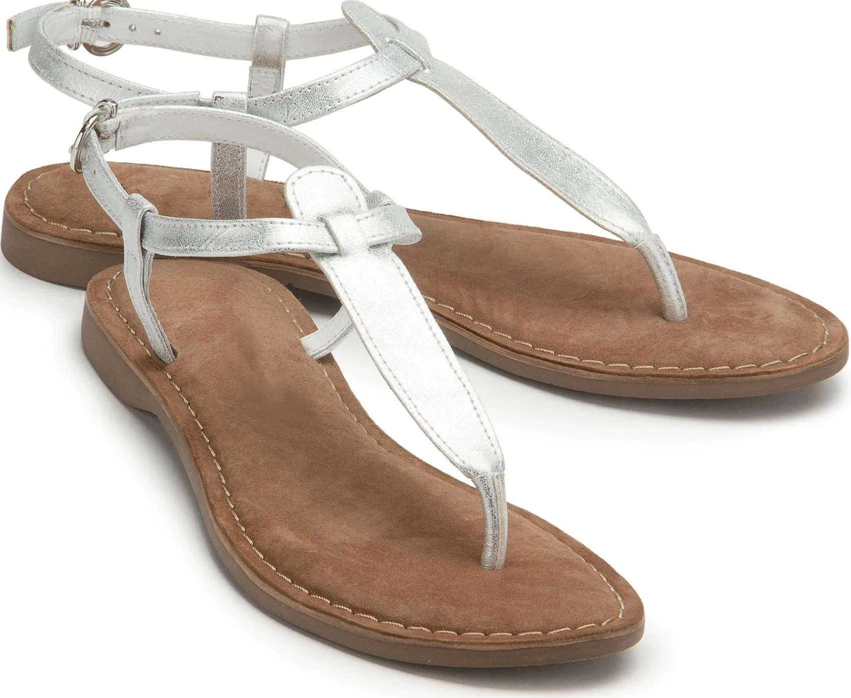 Zehentrenner|Sandalen|Horsch Schuhe Zehentrenner in Übergrößen Silber