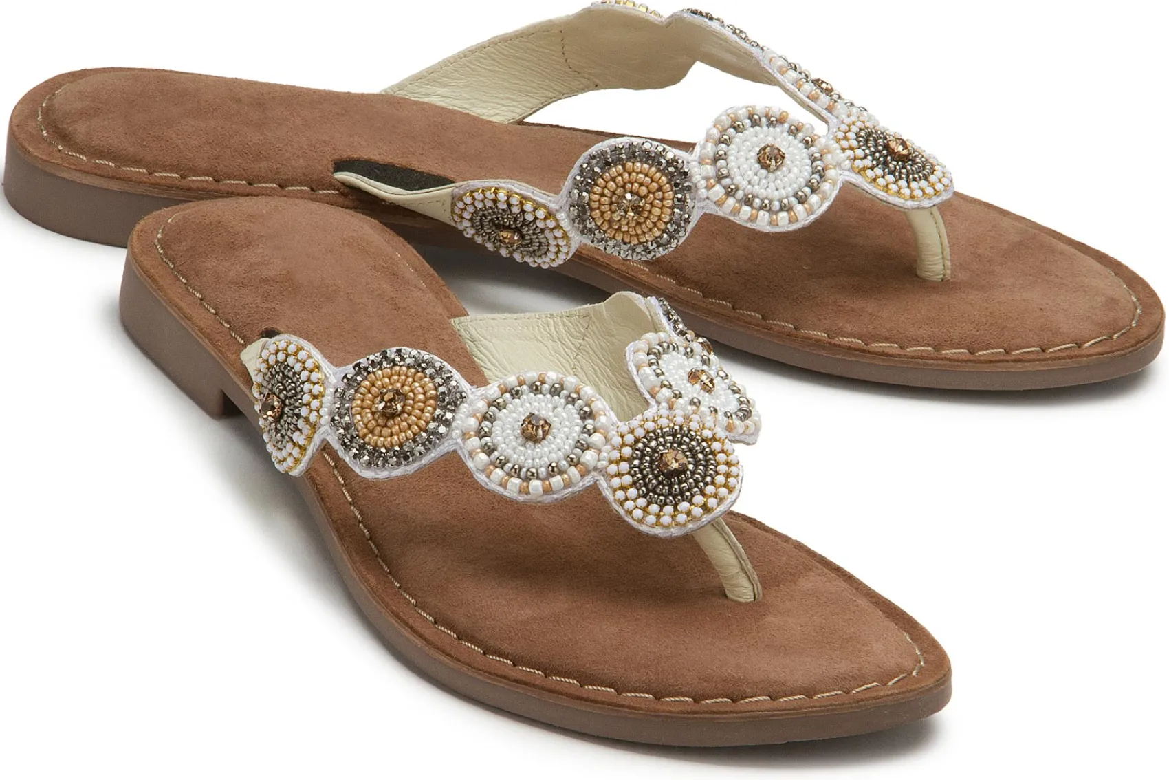 Zehentrenner|Sandalen|Horsch Schuhe Zehentrenner in Übergrößen Weiß