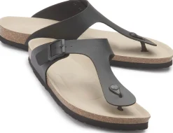 Sandalen|Hausschuhe|Horsch Schuhe Zehentrenner in Übergrößen Schwarz