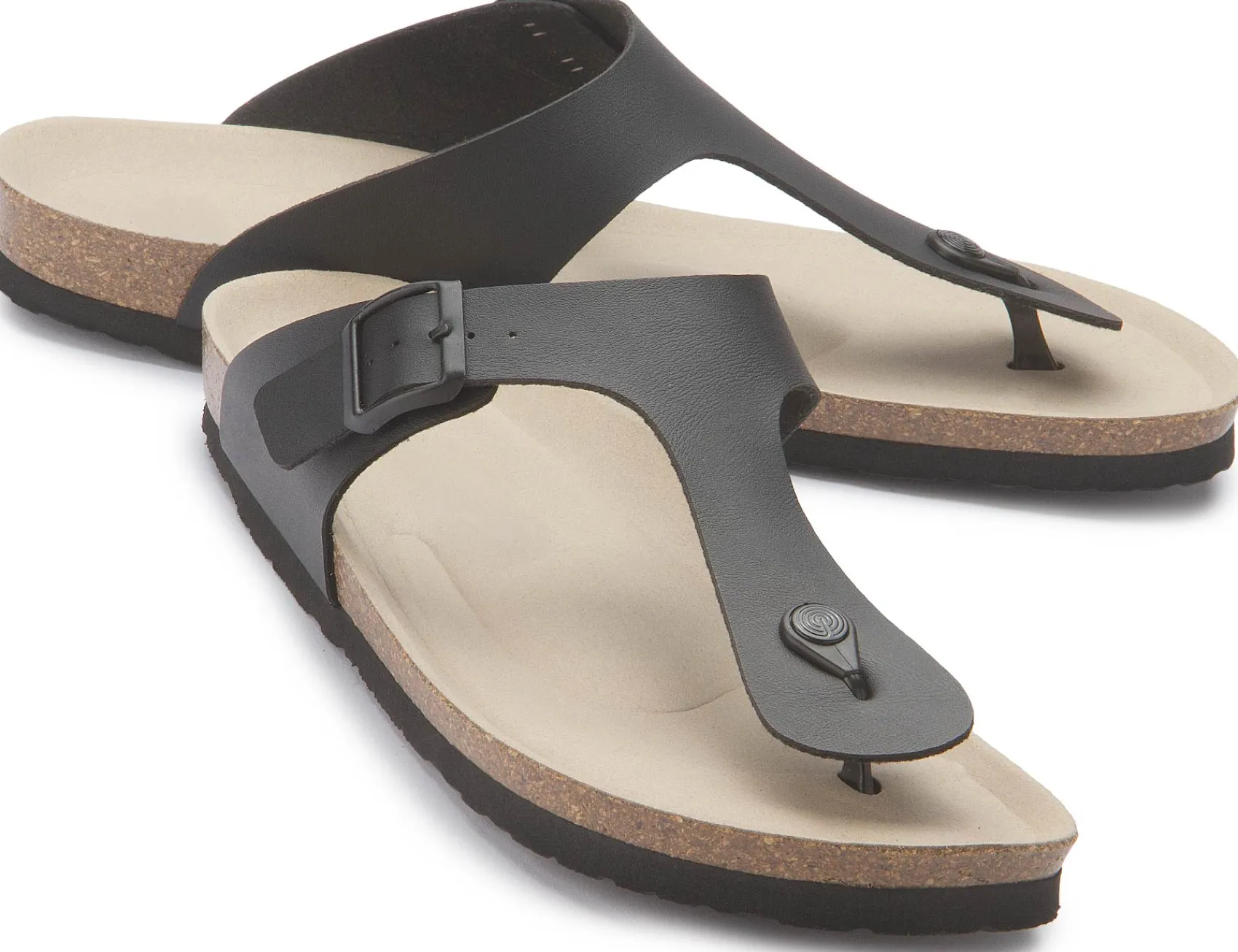 Sandalen|Hausschuhe|Horsch Schuhe Zehentrenner in Übergrößen Schwarz