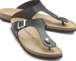 Sandalen|Hausschuhe|Horsch Schuhe Zehentrenner in Übergrößen Schwarz