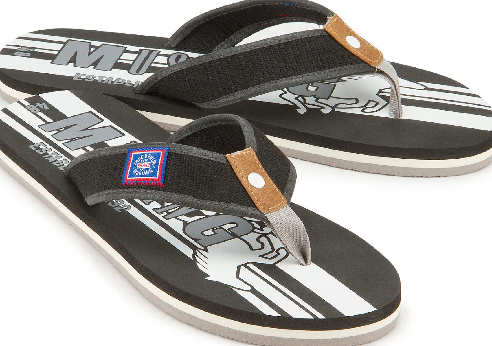 Sandalen|Sandalen|Mustang Herren Zehentrenner in Übergrößen Schwarz